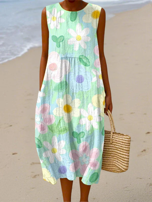 Erin™ pastellfarget blomster midi-kjole