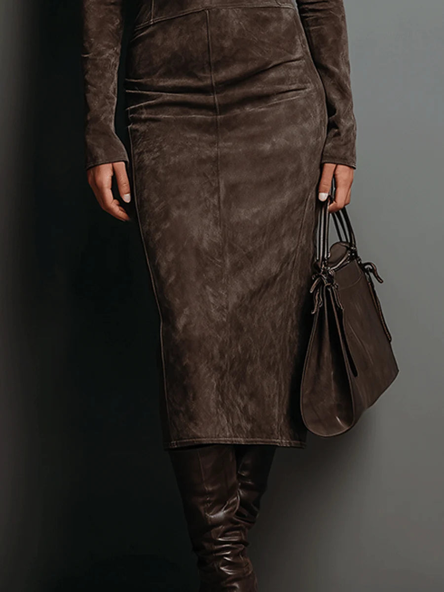 Ava | Suede midi-kjole