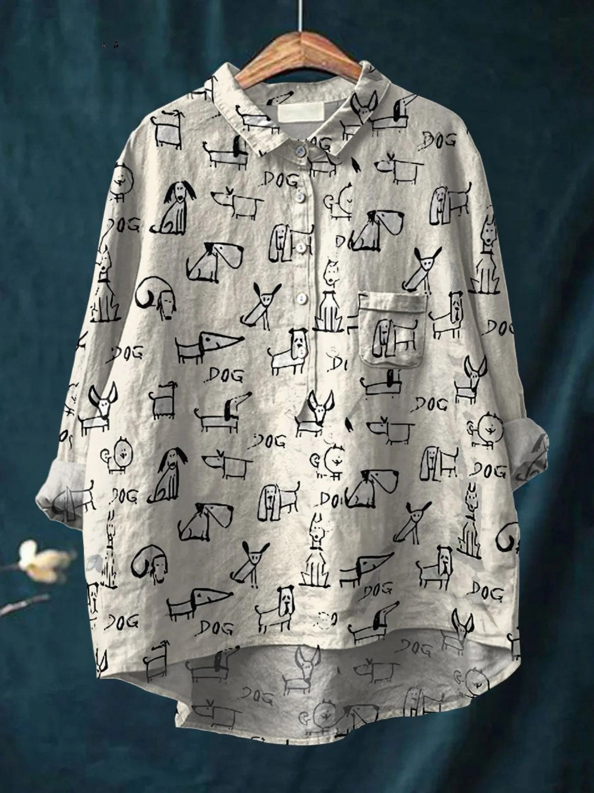 Women's Cute Dog Print Casual Shirt