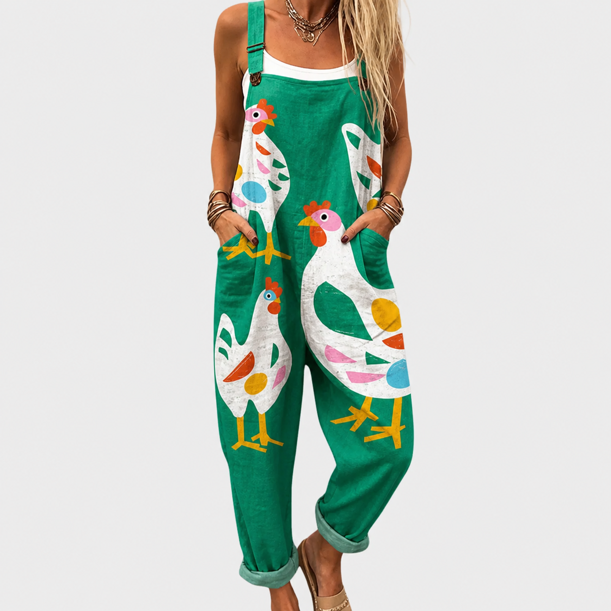 Comfortable printed dungarees