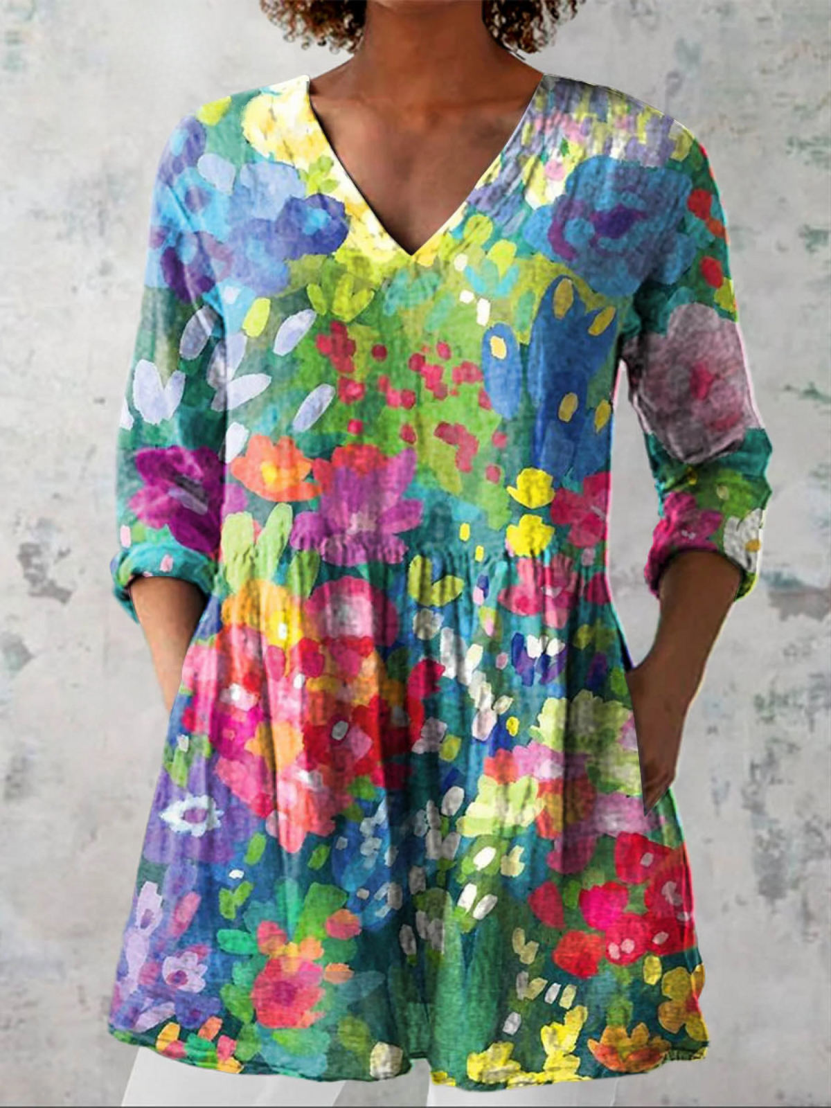Cali | Lang V-hals bluse