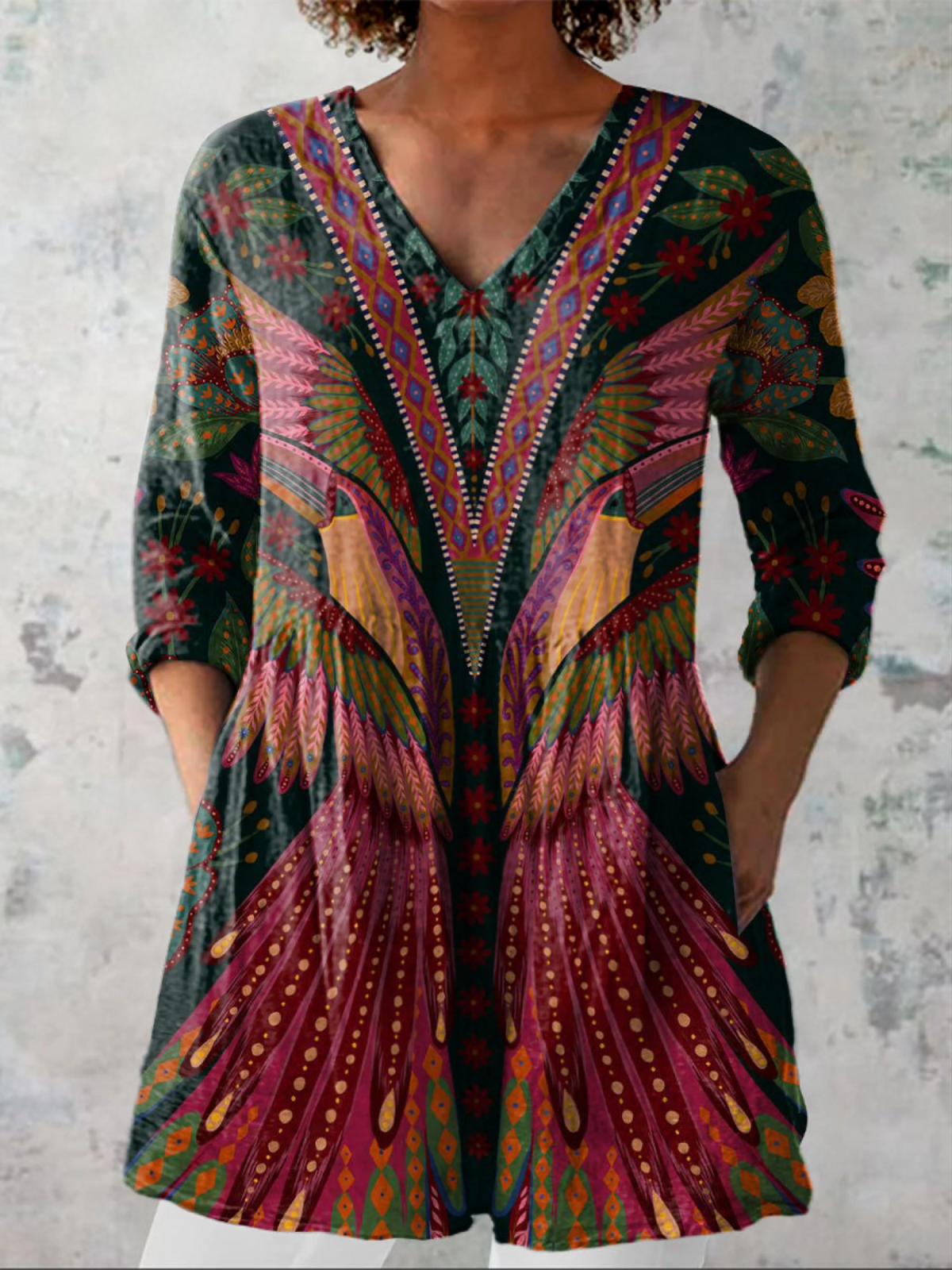 Adrianna | Lang V-hals bluse