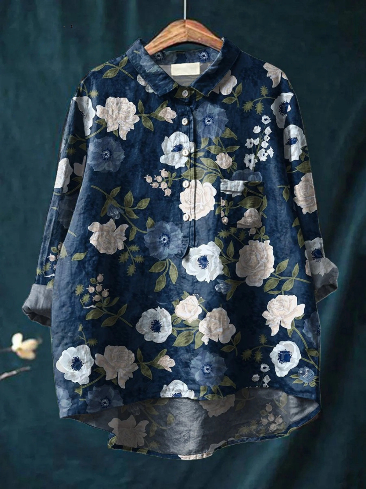 Kvinnes Floral Kunsttrykk Casual Skjorte