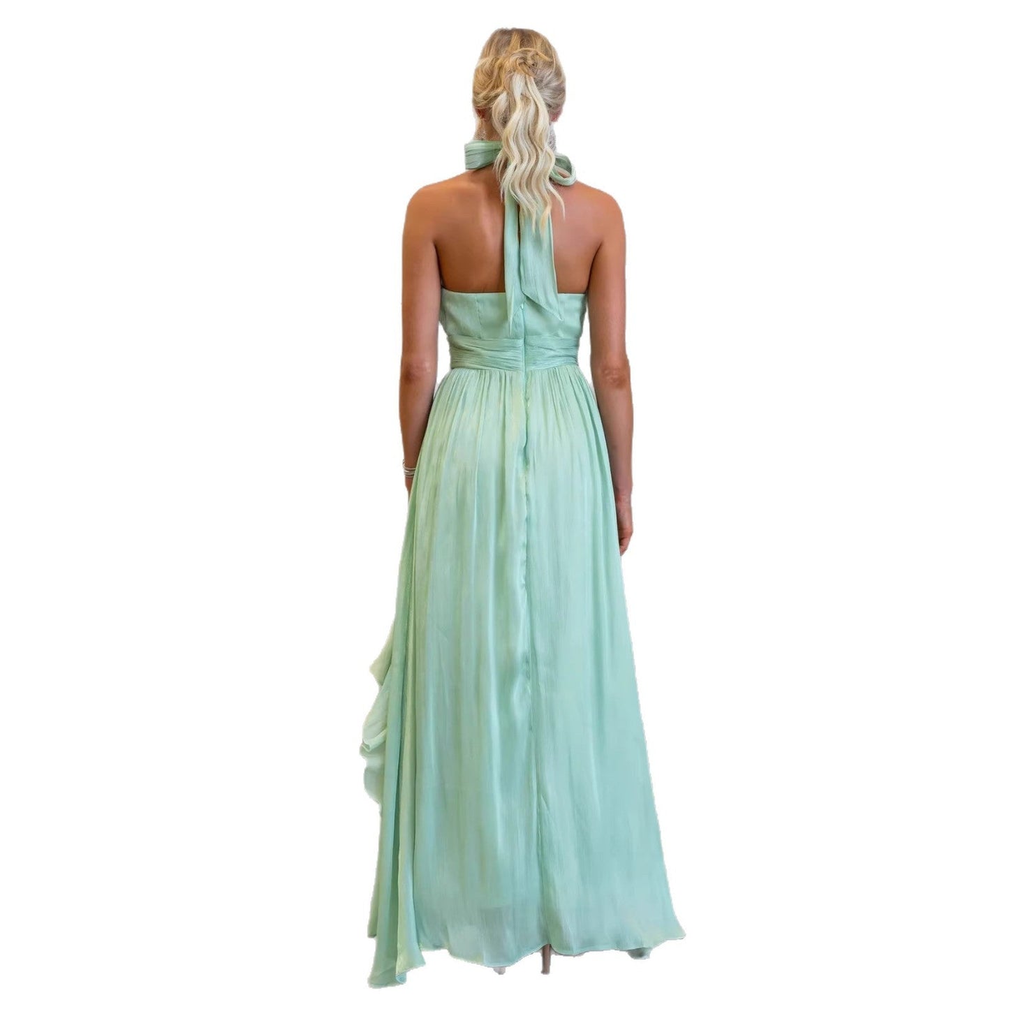 Celestia | Rynket Halter Maxi Kjole