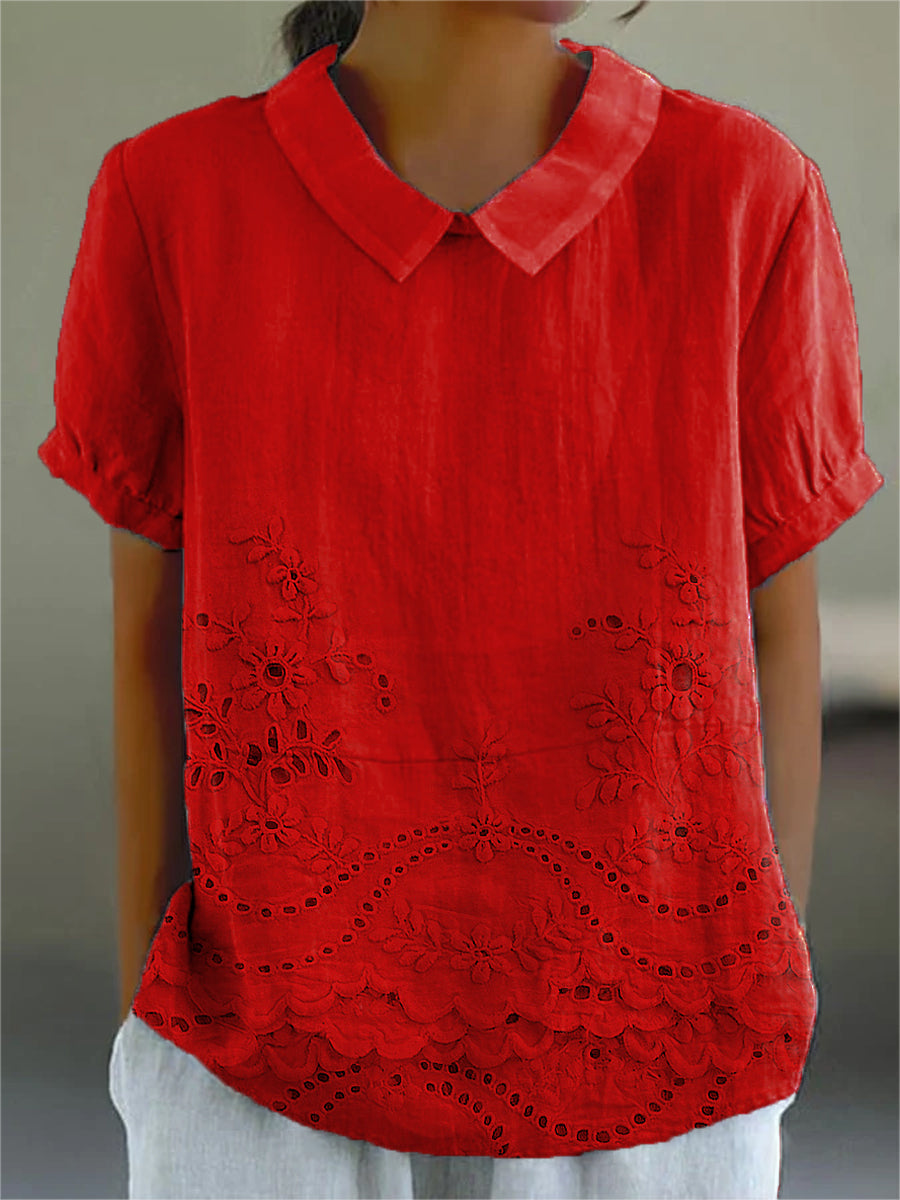 Lily | Blomstret Brodert Skjorte