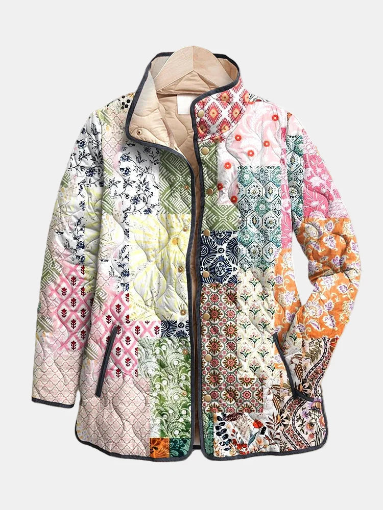 Suri | Casual Blomstertrykk Vattert Jakke