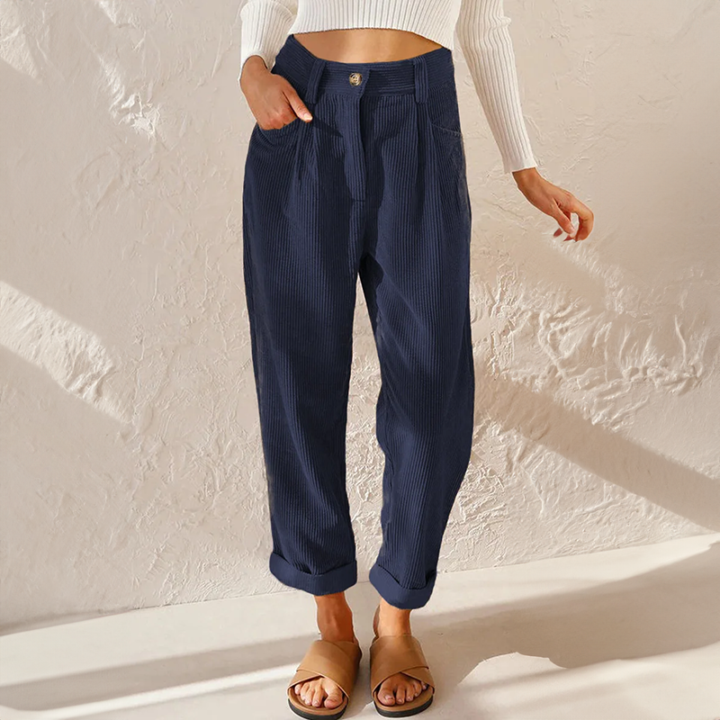 MISTY | KOMFORTABLE HØYHÅRDE KORDTROUSER
