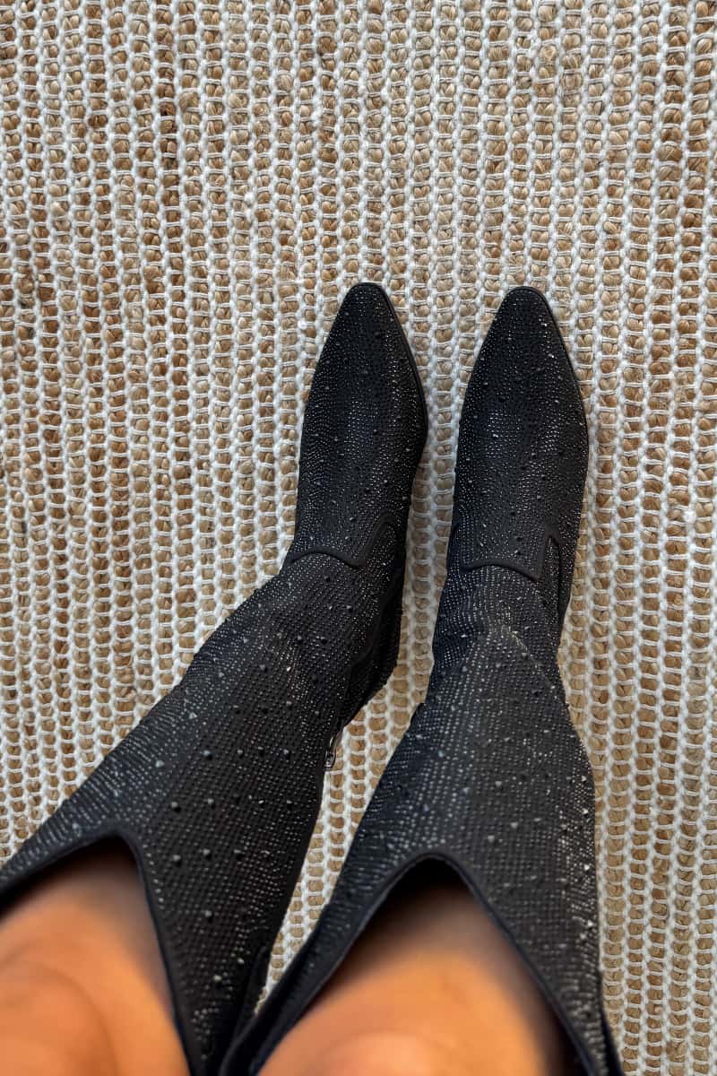 Elegant Glitrende Svarte Støvler