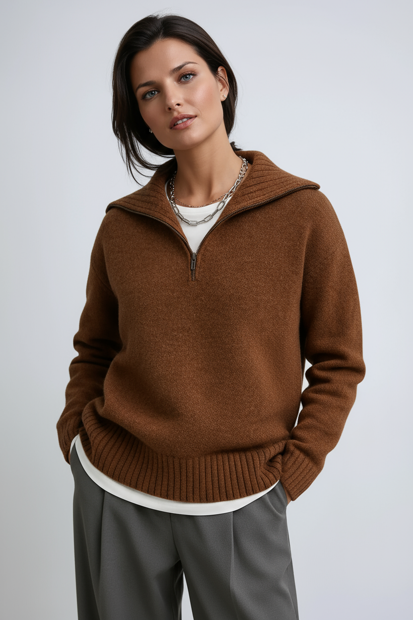 Amara | Strikket Zip-Up Turtleneck