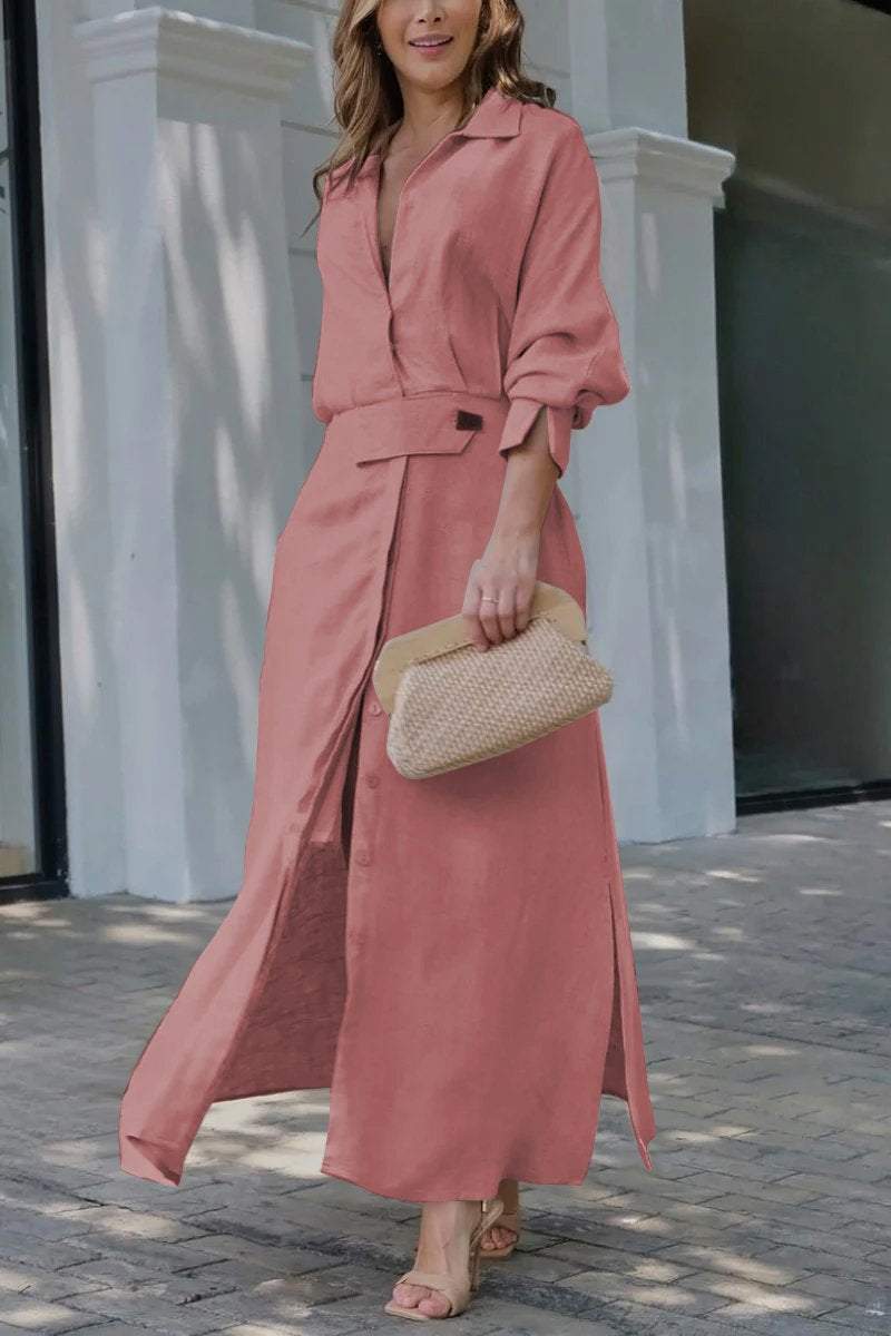 ELISABETTA | Elegant Maxikjole med V-hals og Flytende Snitt for en Chic Sommer