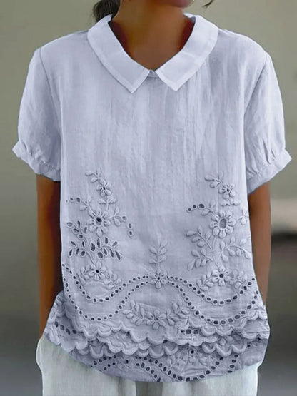Lily | Blomstret Brodert Skjorte