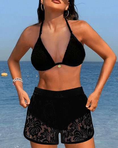 Liv® | Elegante Ensfargede Kanten Bikiniset