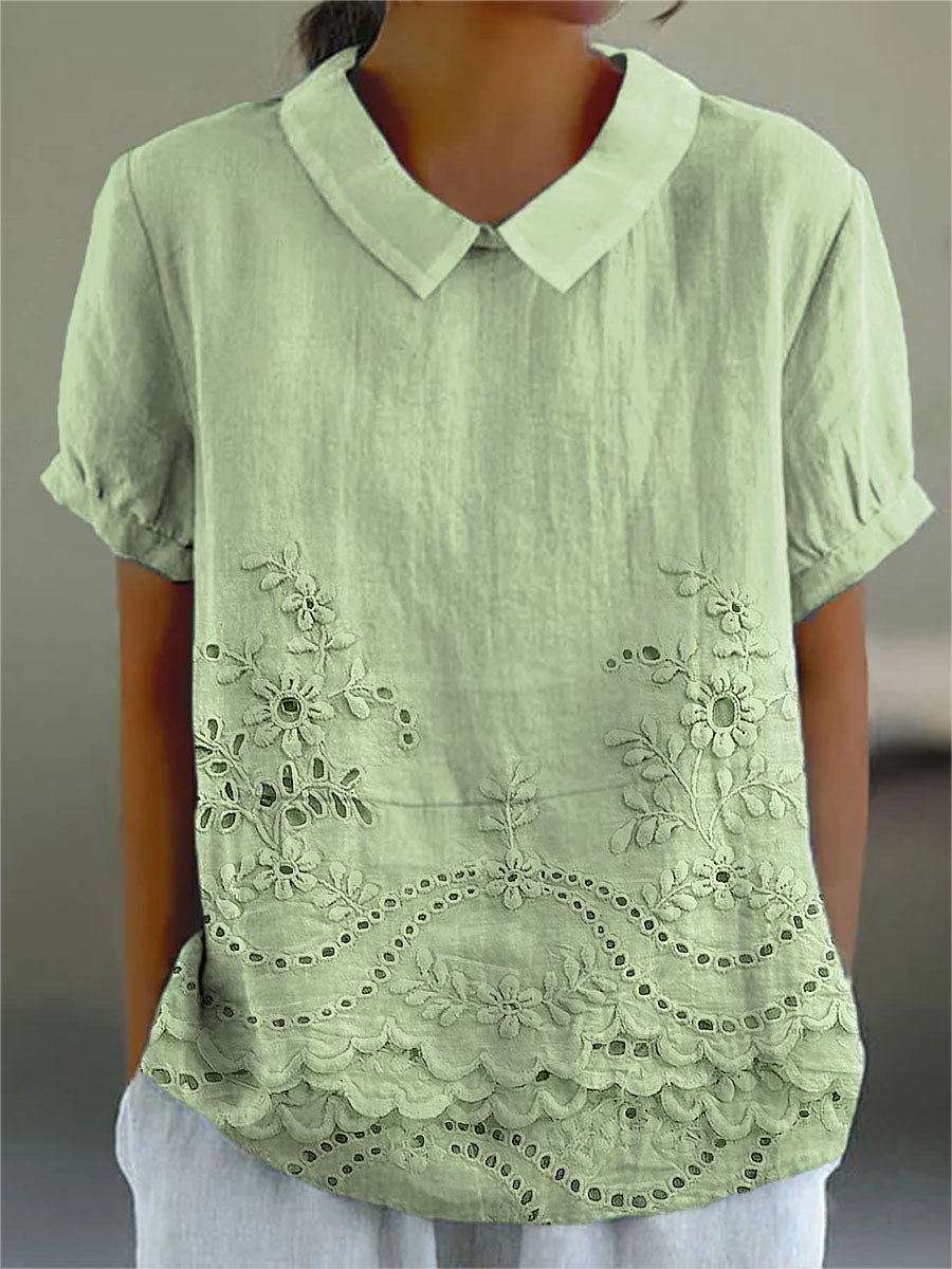 Lily | Blomstret Brodert Skjorte