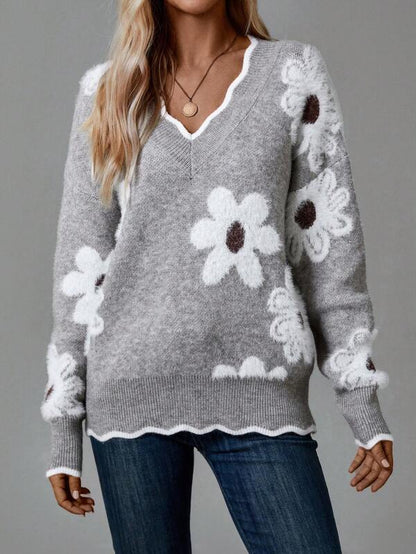 PAULA | ELEGANT BLOMSTRET GENSER MED V-HALS