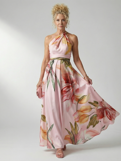 Amiel | Lys Blomstret Maxi Kjole