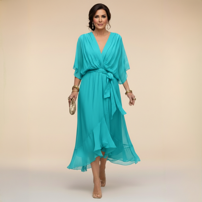 Monica | Kjole i chiffon med V-hals