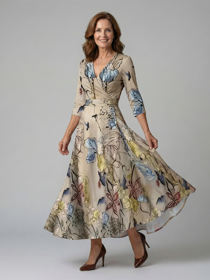 Celine | Krysset Wrap Midi Kjole
