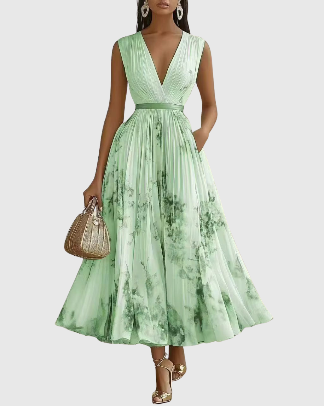 Rowella | Elegant Plisserte Maxi Kjole