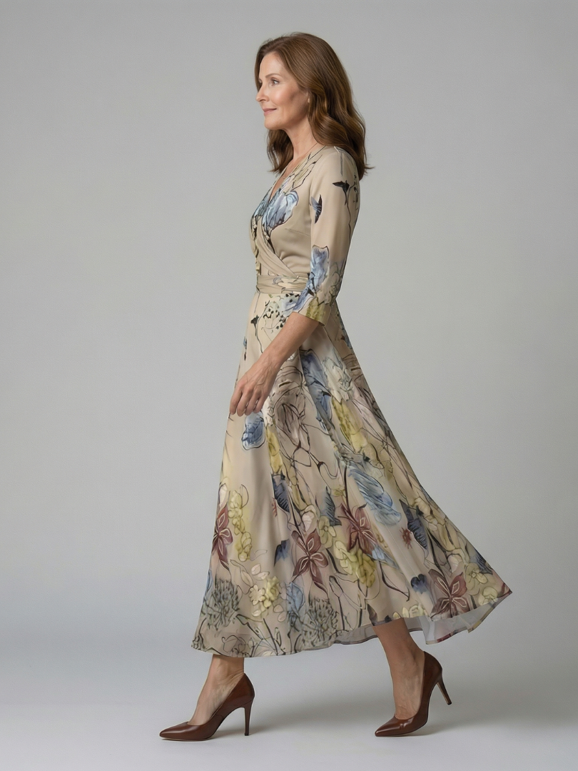Celine | Krysset Wrap Midi Kjole