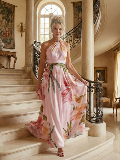 Amiel | Lys Blomstret Maxi Kjole