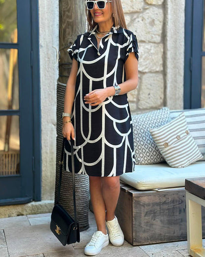 Vittoria | Elegant Midi Kjole med Korte Ermer