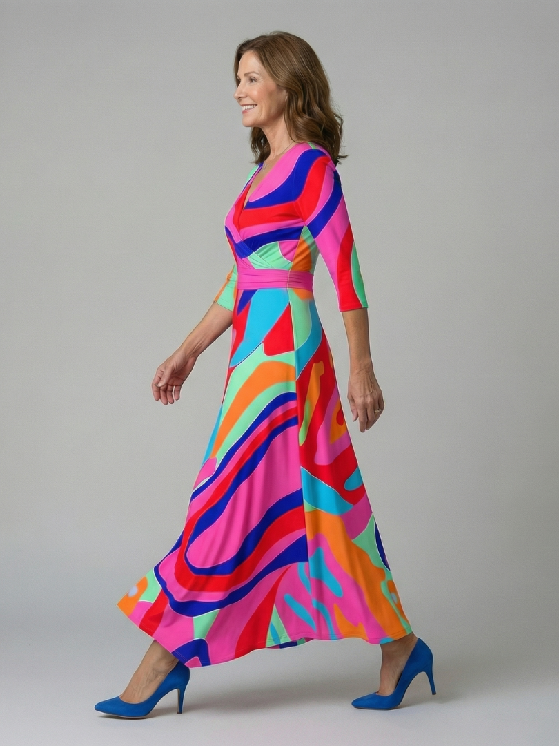 Celine | Krysset Wrap Midi Kjole
