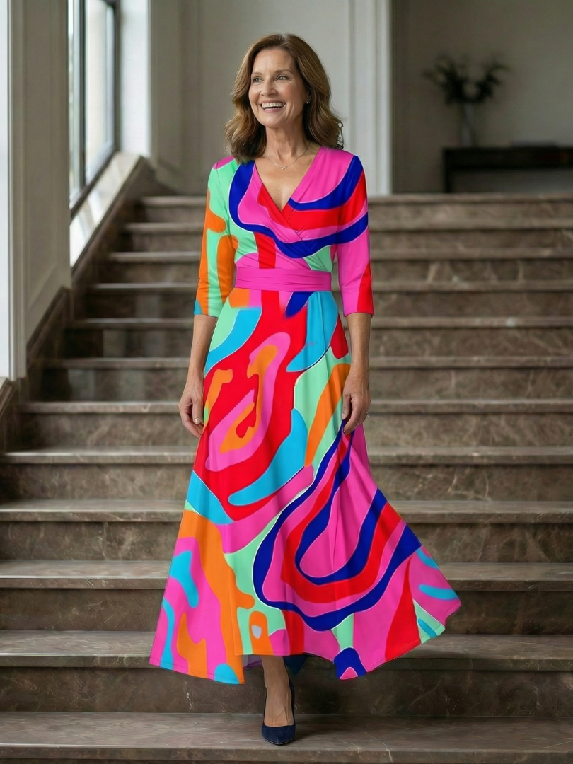 Celine | Krysset Wrap Midi Kjole