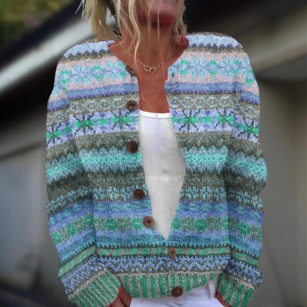 Anja™ | Strikket vest med trykk