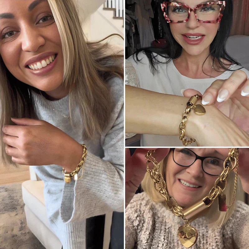 Elegant Hjerteformet Chunky Armbånd
