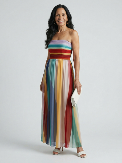 Serene | Lys Stripe Maxi Kjole