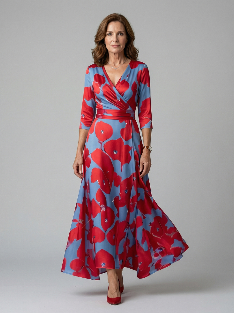 Celine | Krysset Wrap Midi Kjole