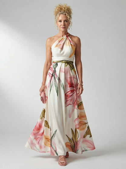 Amiel | Lys Blomstret Maxi Kjole