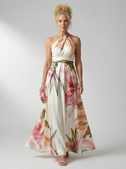 Amiel | Lys Blomstret Maxi Kjole