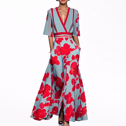 Valentina | Elegant Maxi Kjole med Dyp Utringning
