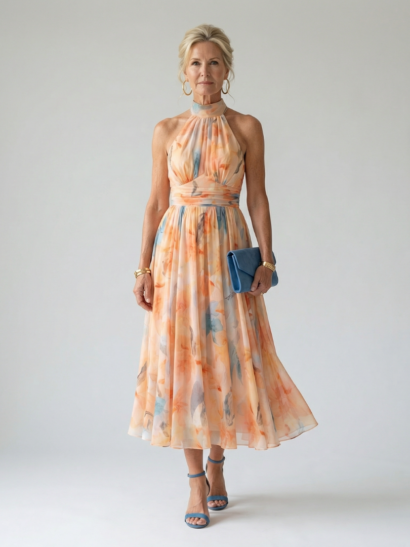 Elin | Myk Halter Midi Kjole
