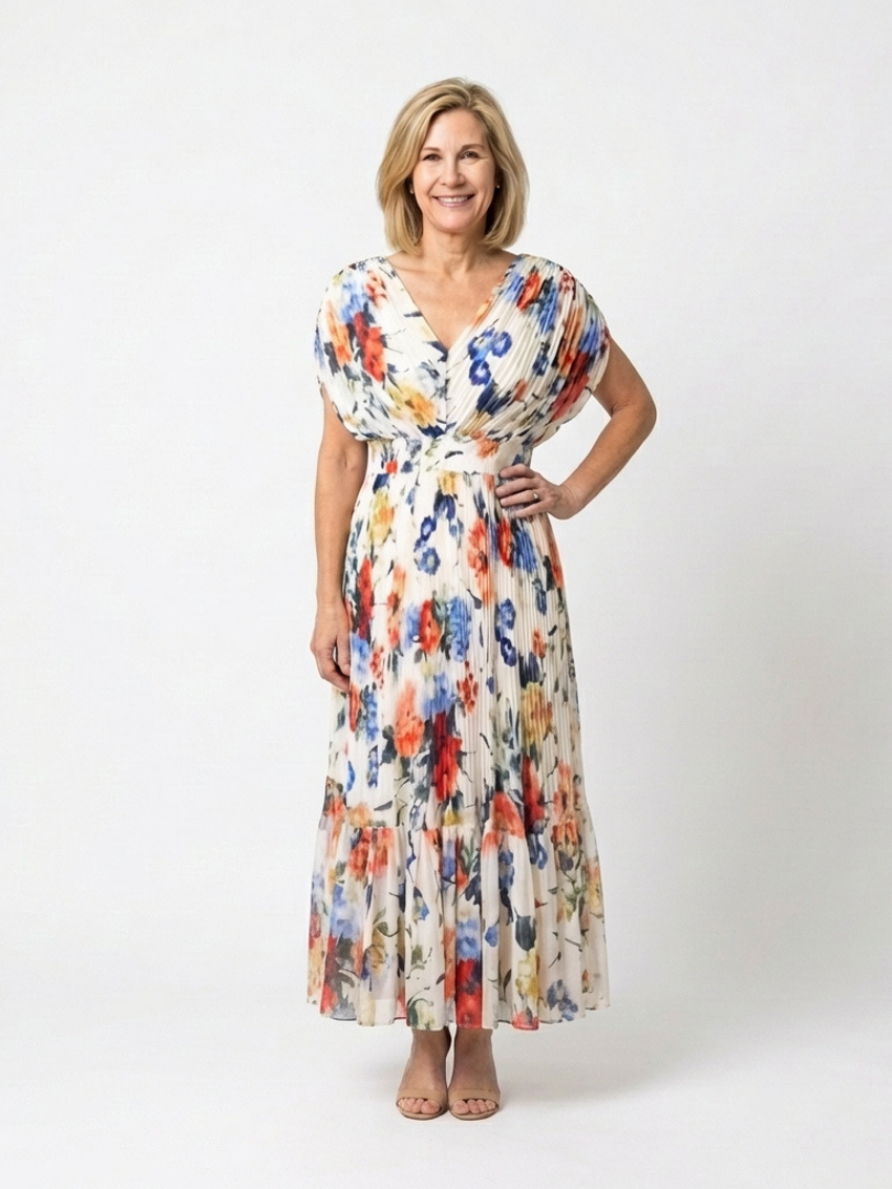 Savannah | Blomstrete Plisserte Midi