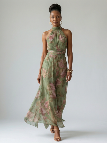 Mirelle | Samlet Halter Midi Kjole