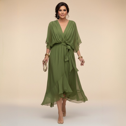 Monica | Kjole i chiffon med V-hals