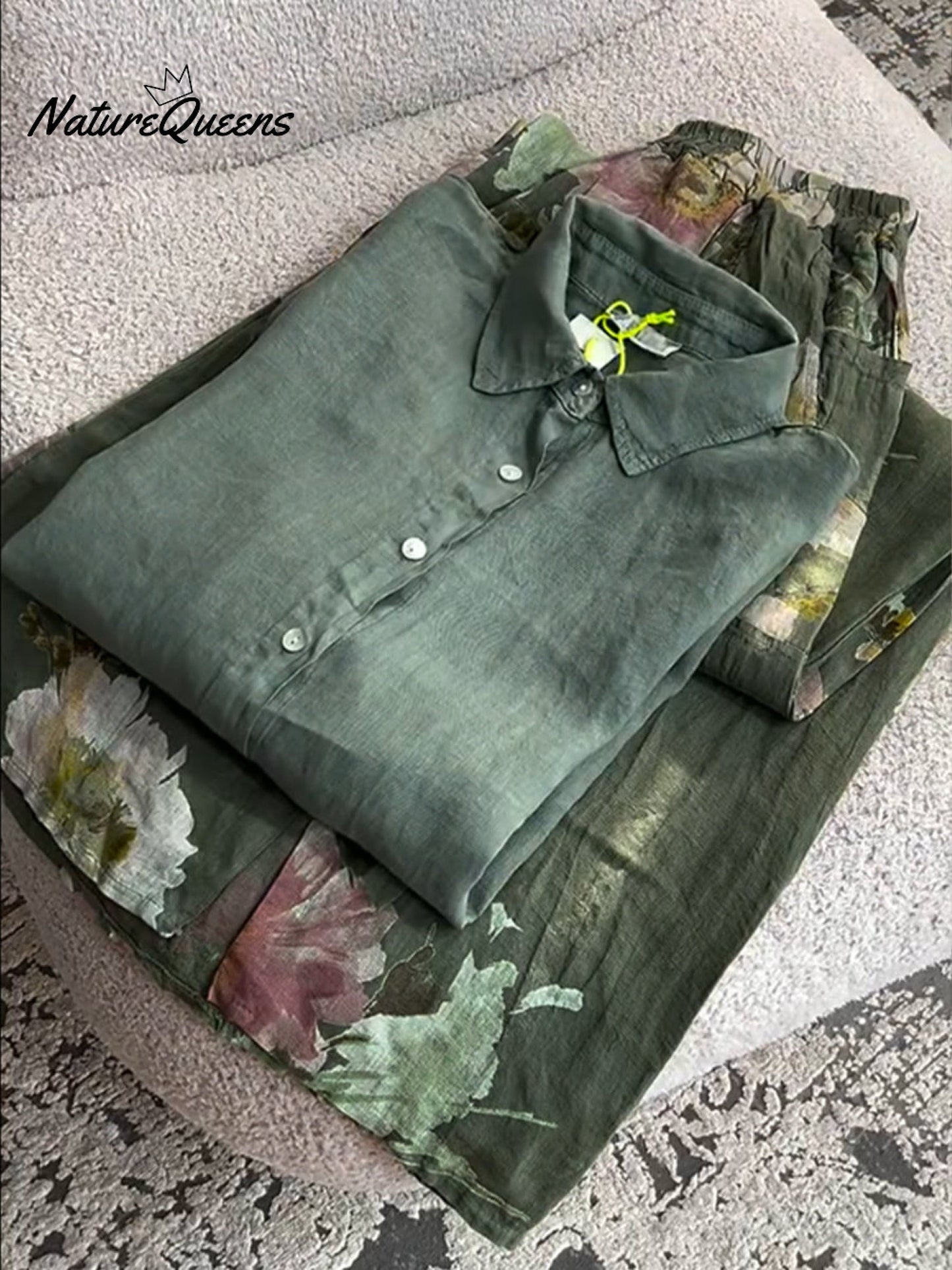 Dame T-skjorte i bomull og lin