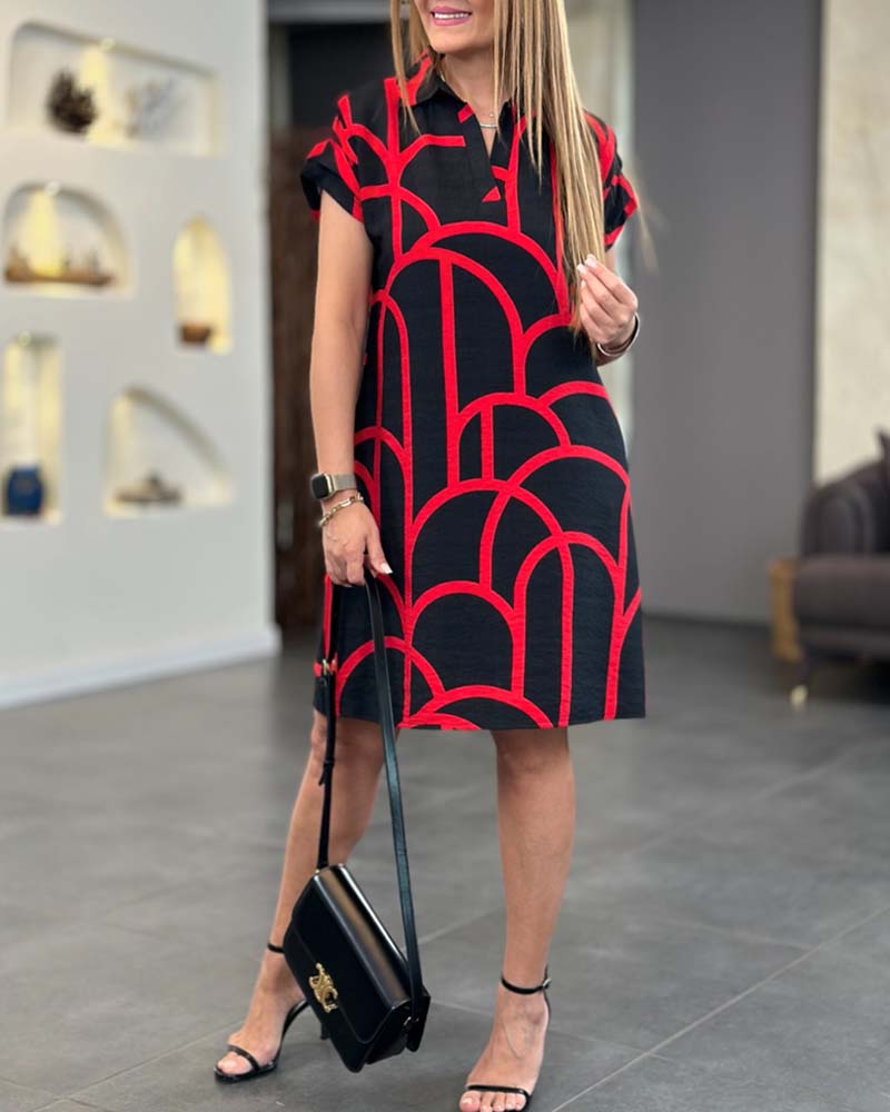 Vittoria | Elegant Midi Kjole med Korte Ermer