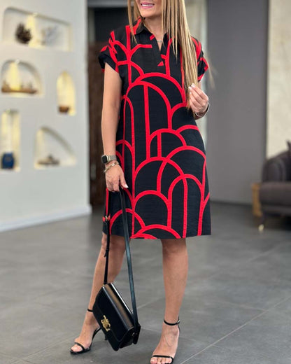 Vittoria | Elegant Midi Kjole med Korte Ermer