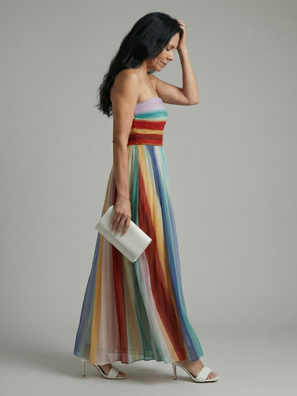 Serene | Lys Stripe Maxi Kjole