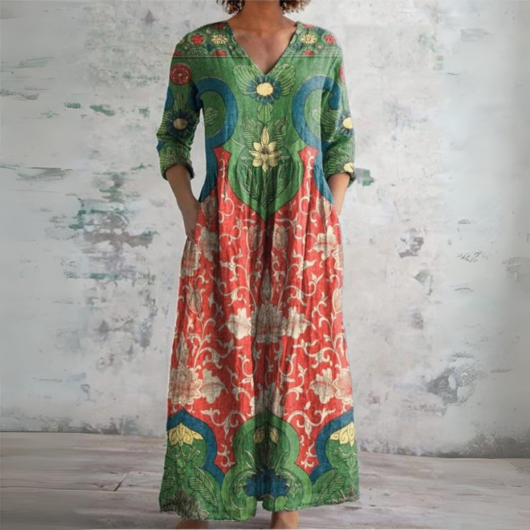 Judith | Vintage Blomstrete Maxi Kjole