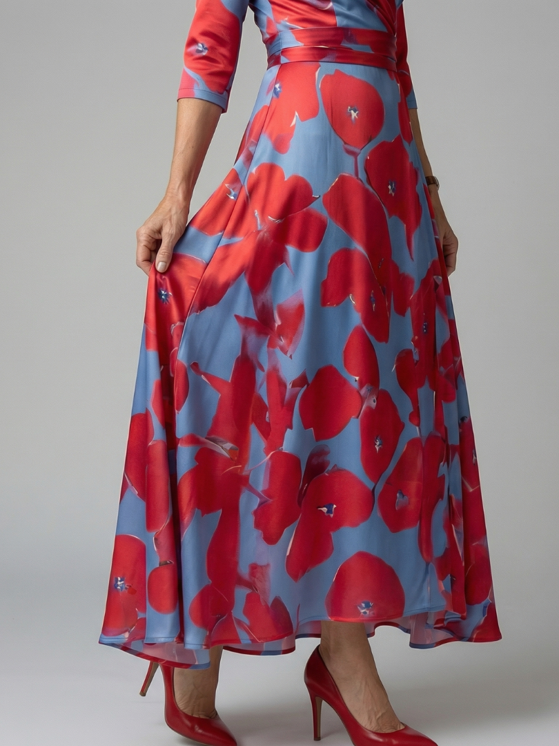 Celine | Krysset Wrap Midi Kjole