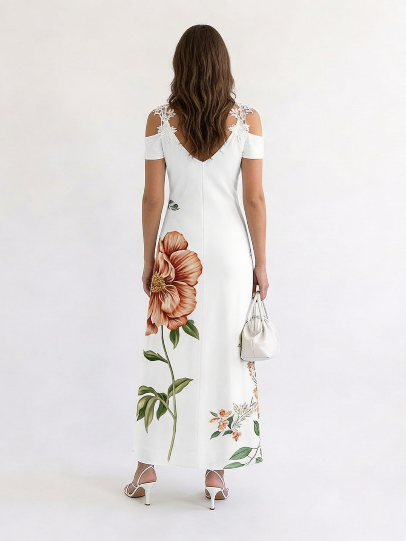 Camila | Blomstrete Off-Shoulder A-Line Maxikjole
