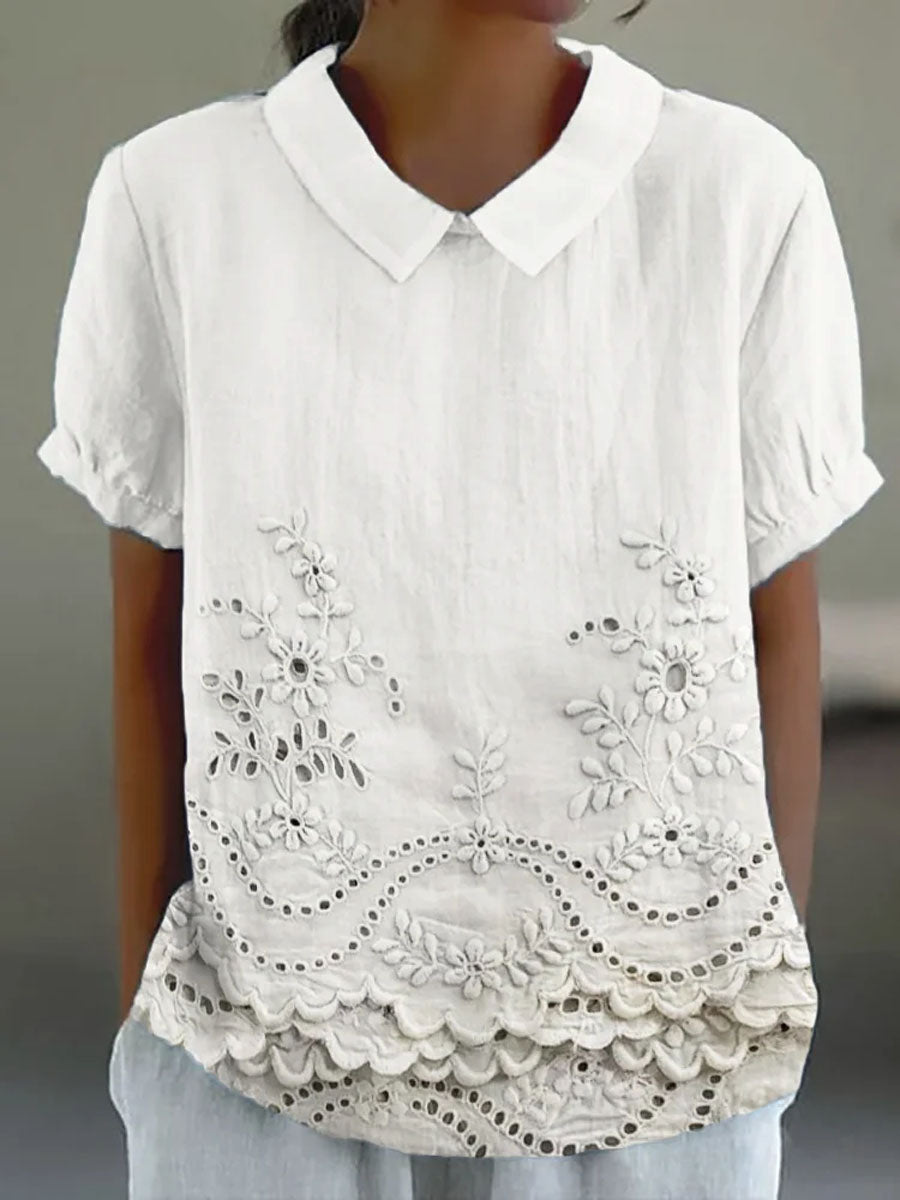 Lily | Blomstret Brodert Skjorte