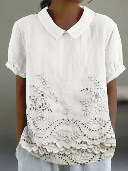 Lily | Blomstret Brodert Skjorte