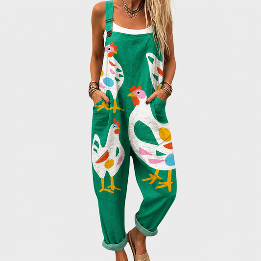Comfortable printed dungarees