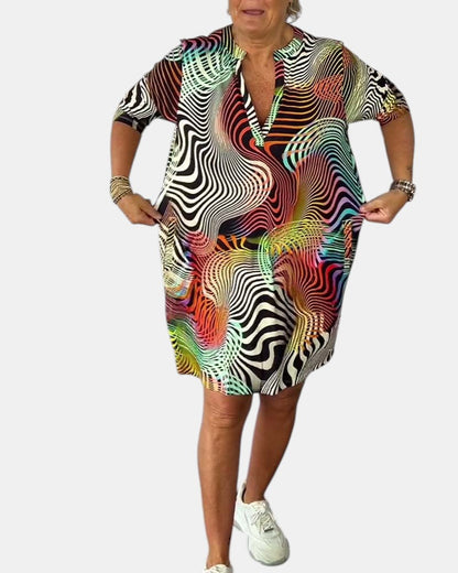 Jessica™ | Fargerik V-hals Kjole