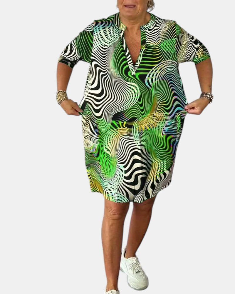 Jessica™ | Fargerik V-hals Kjole